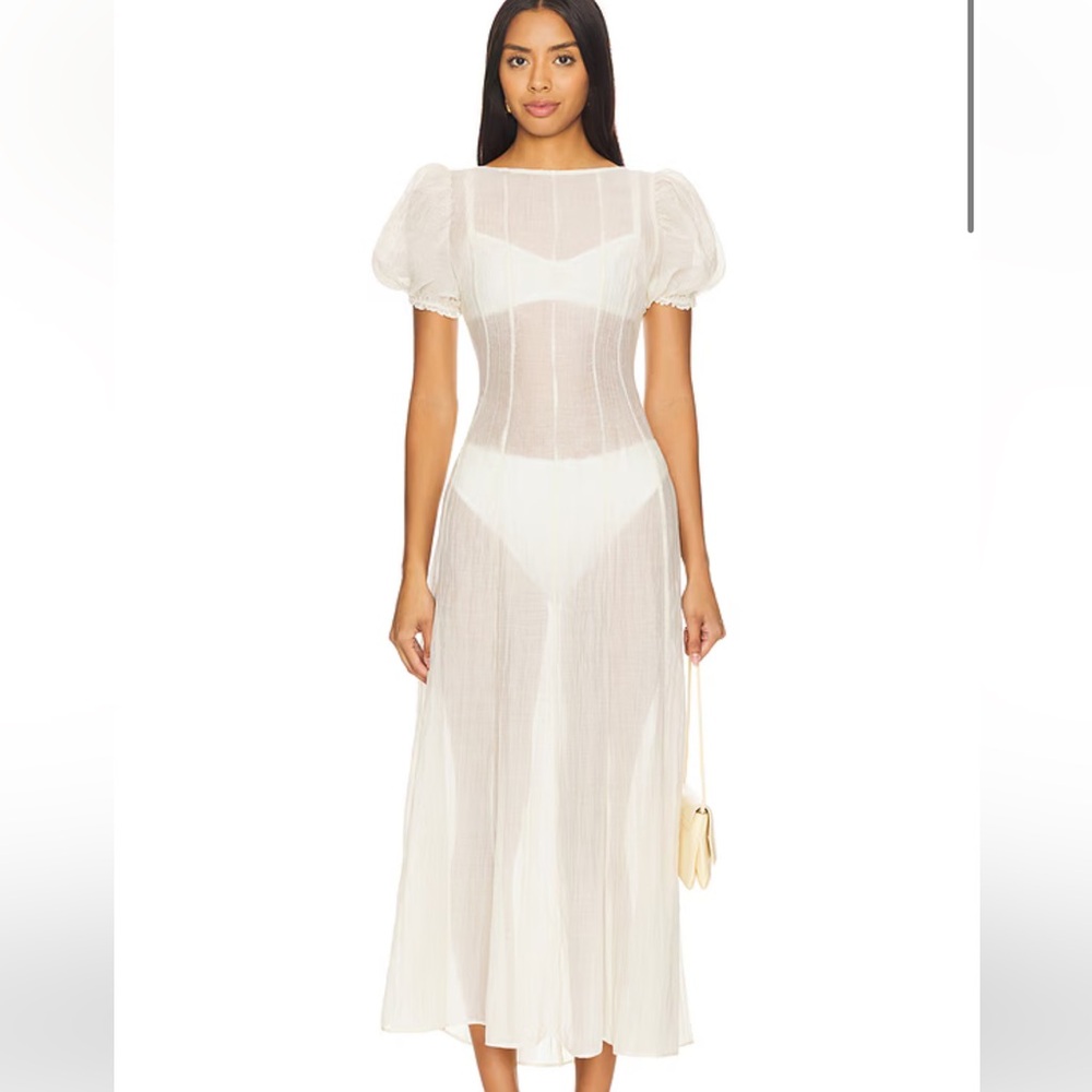 LPA Emory Midi Dress Ivory Small $258